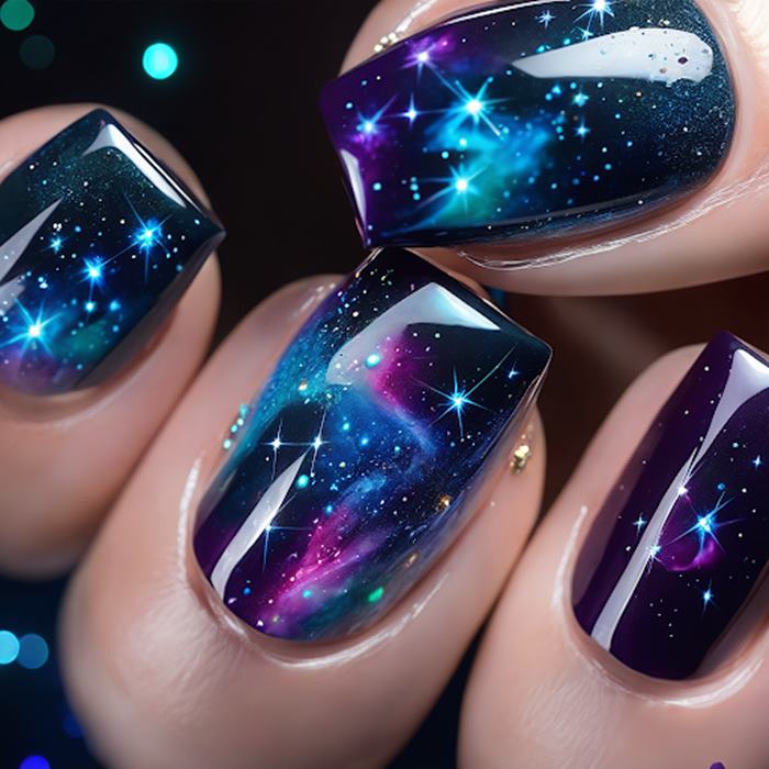 Celestial Accents: Painting the Universe on Your Nails